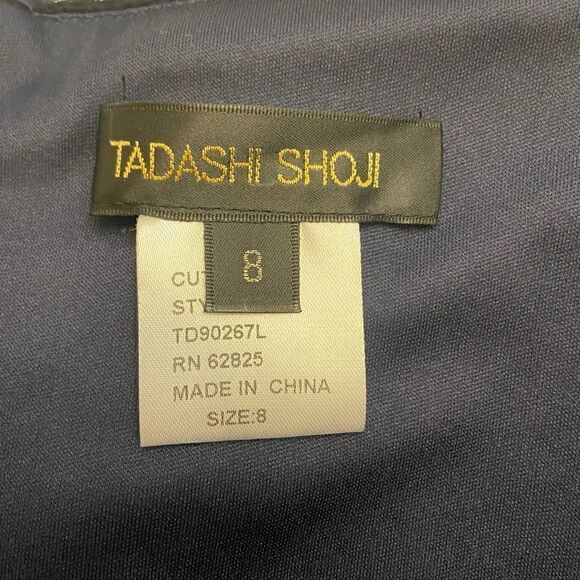 NEW Tadashi Shoji Navy Silk Beaded Maxi Formal Dress Size 8 - Picture 8 of 9